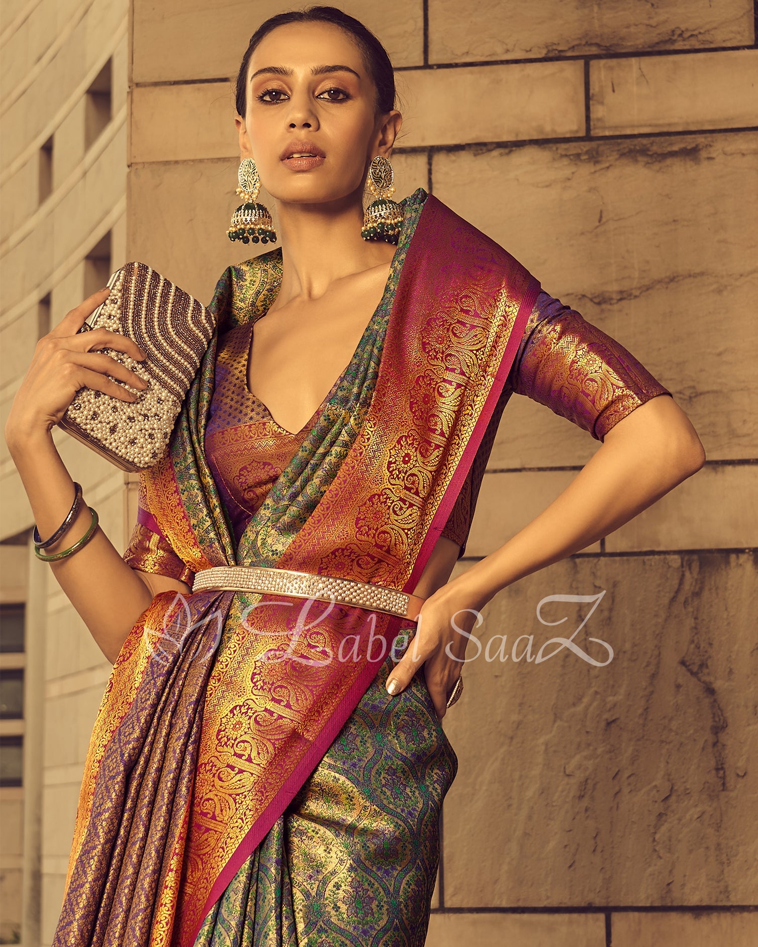Multicolor Kanjivaram Rich Zari Weaving Silk Saree - Exclusive Bridal Collection