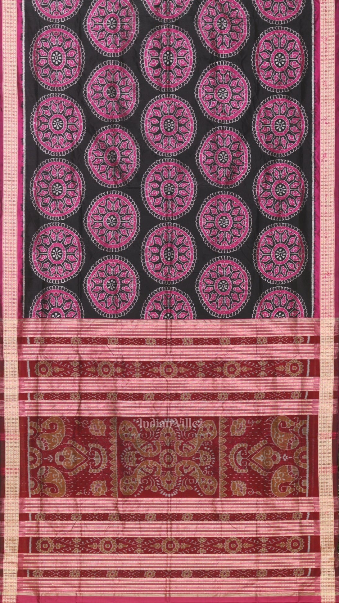 Exclusively Black Beautiful Jhoti Theme Sambalpuri Silk Saree 