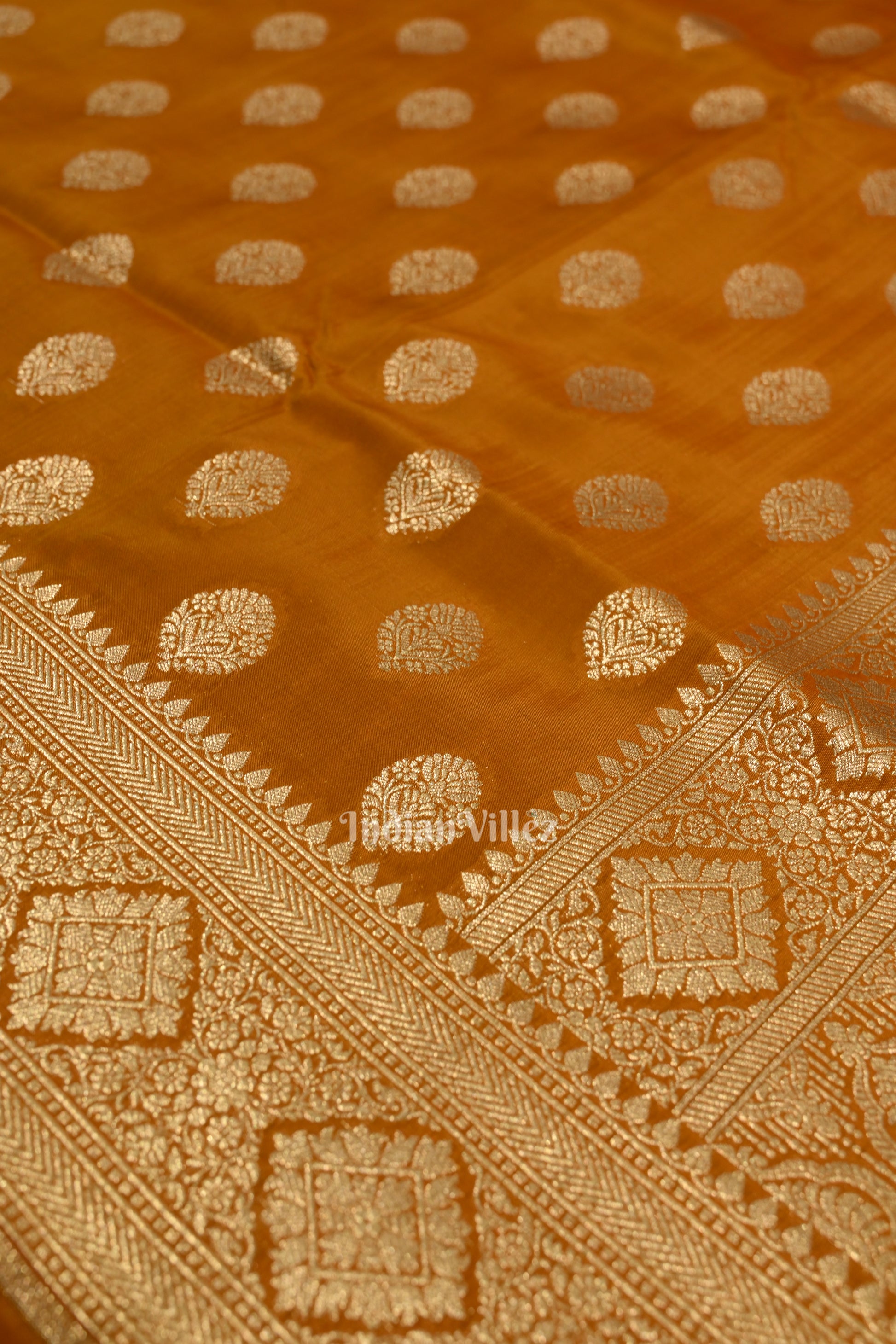 Orange Soft Pure Mashru Satin Silk Banarasi Saree 