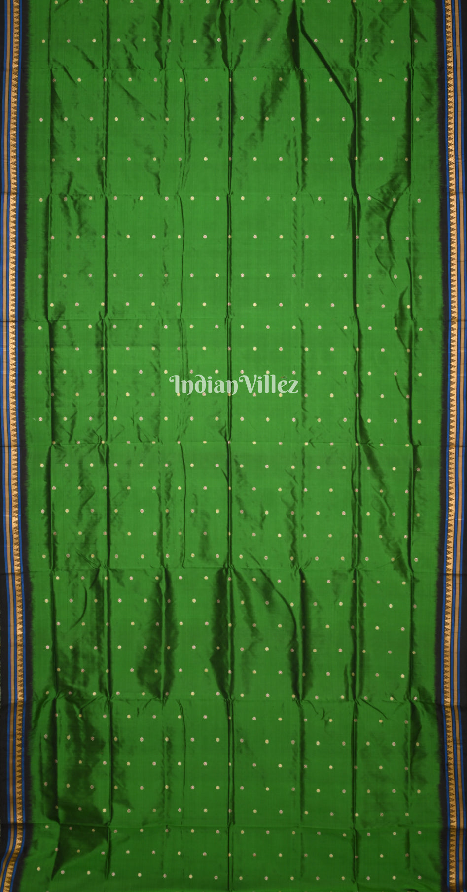 Green Black Dongaria Border & Anchal Contemporary Silk Saree