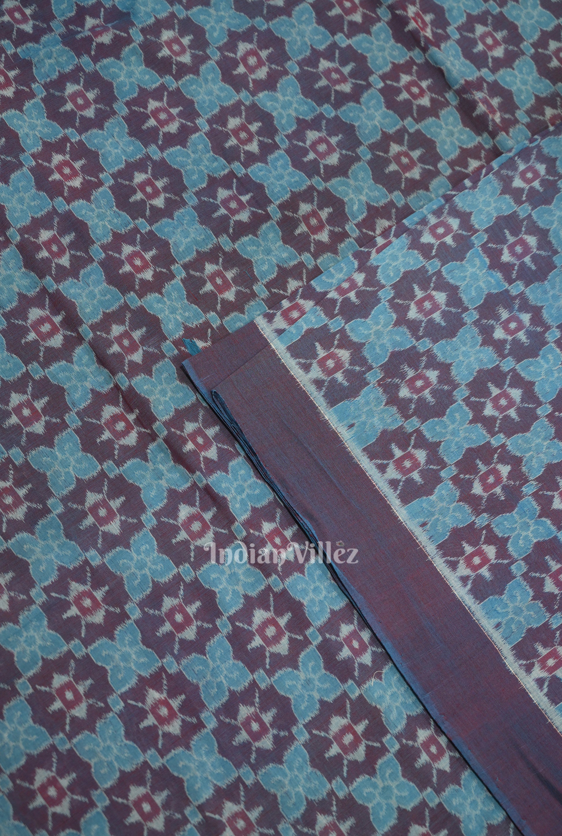 Blue Butterfly Theme  Sambalpuri Odisha Ikat Cotton Fabric 