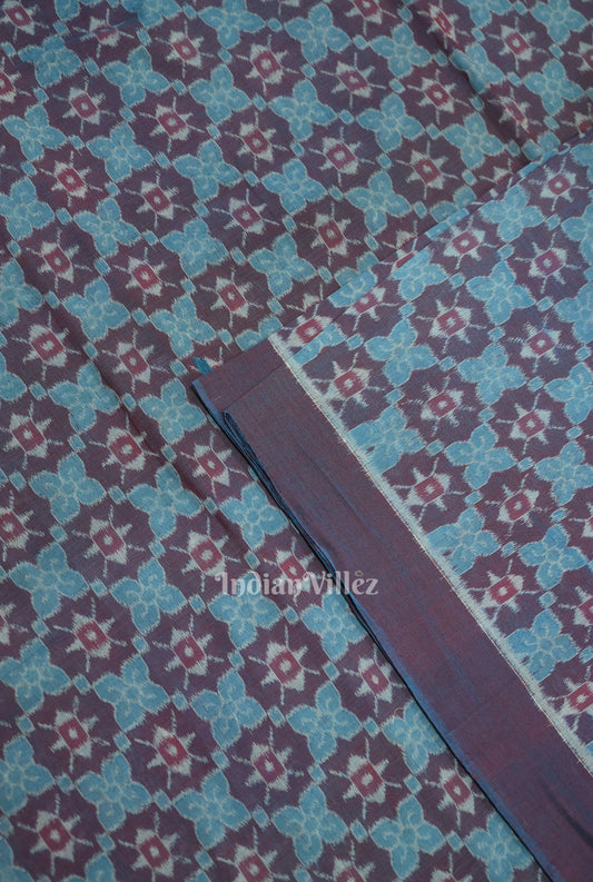Blue Butterfly Theme  Sambalpuri Odisha Ikat Cotton Fabric 