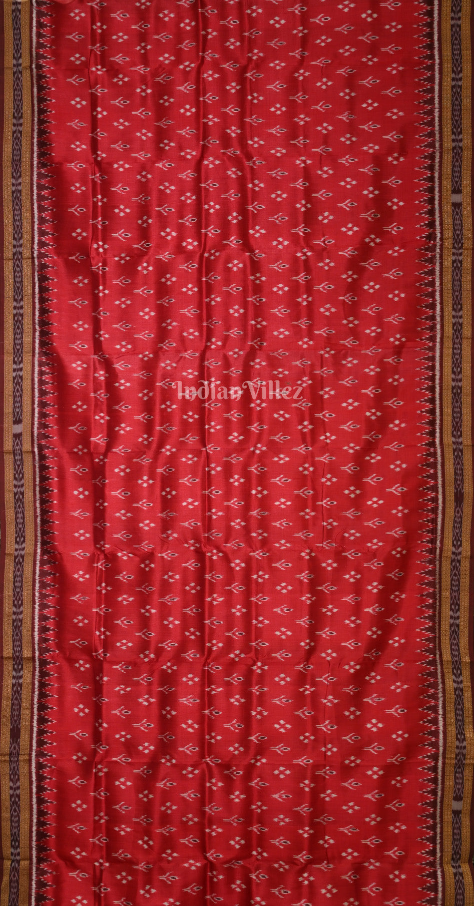 Red Coffee Mayur Chandrika Odisha Ikat Khandua Silk Saree