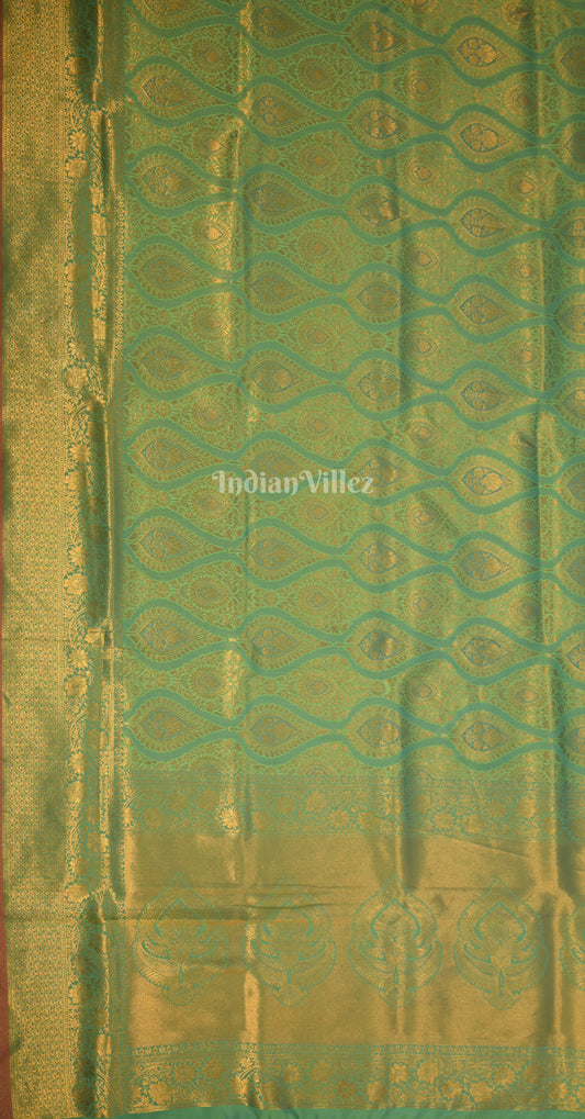 Parrot Green Golden Golden Weaving saree 