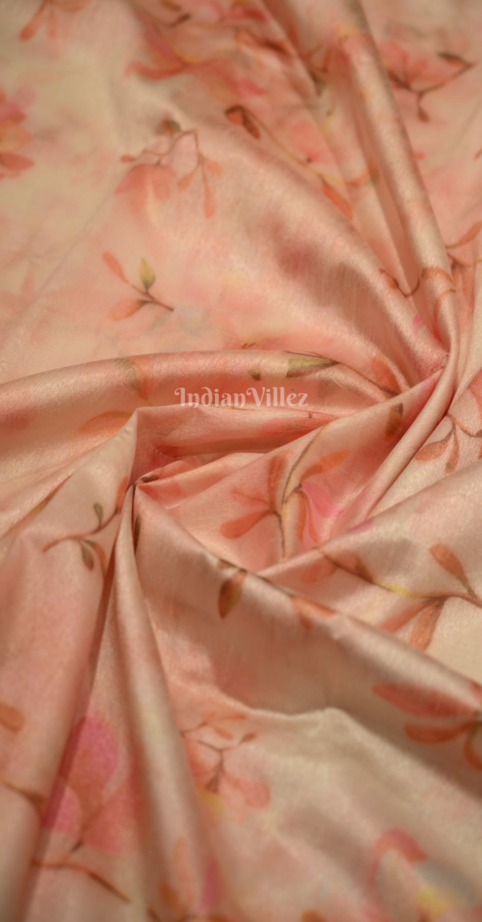 Pink Pastel Green Floral Printed Design Pure Tussar Silk Saree