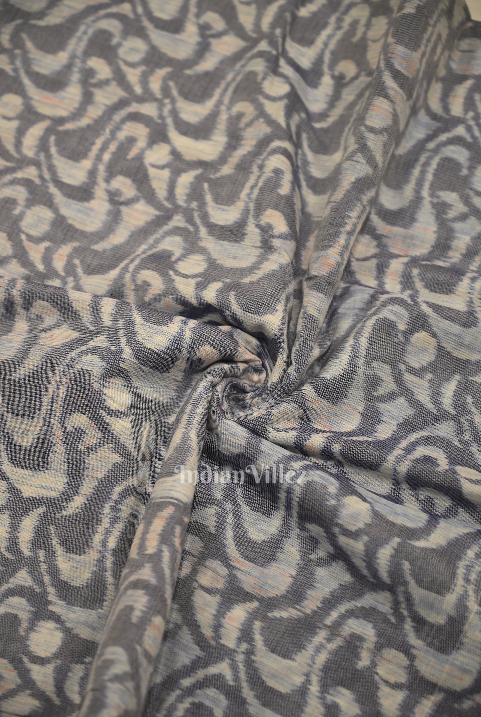 Gray Blue Sambalpuri Odisha Ikat Cotton Fabric 