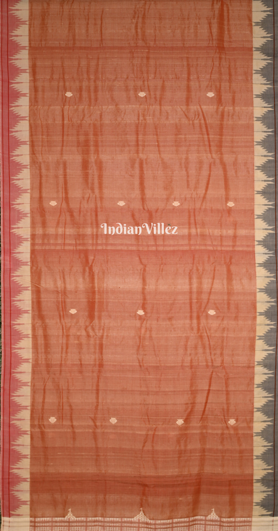 Burnt Orange Odisha Handloom Natural Dye Kotpad Tussar Saree