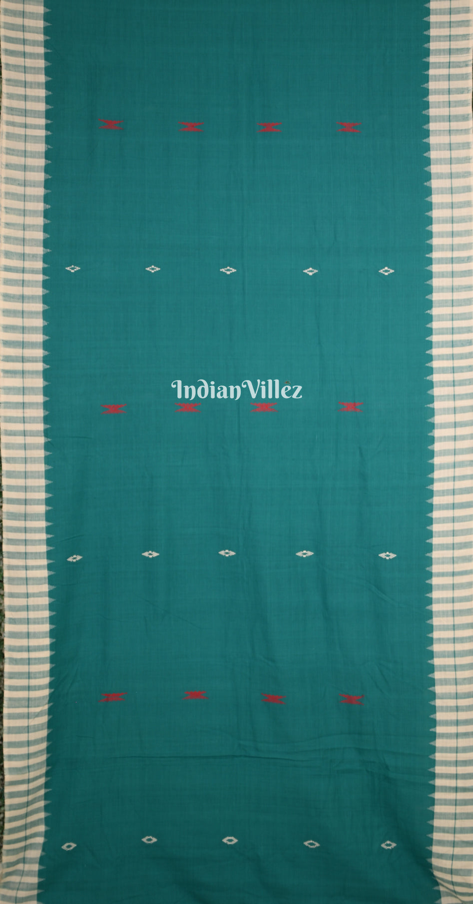 Sea Green White Odisha Handloom Natural Dye Kotpad Cotton Saree