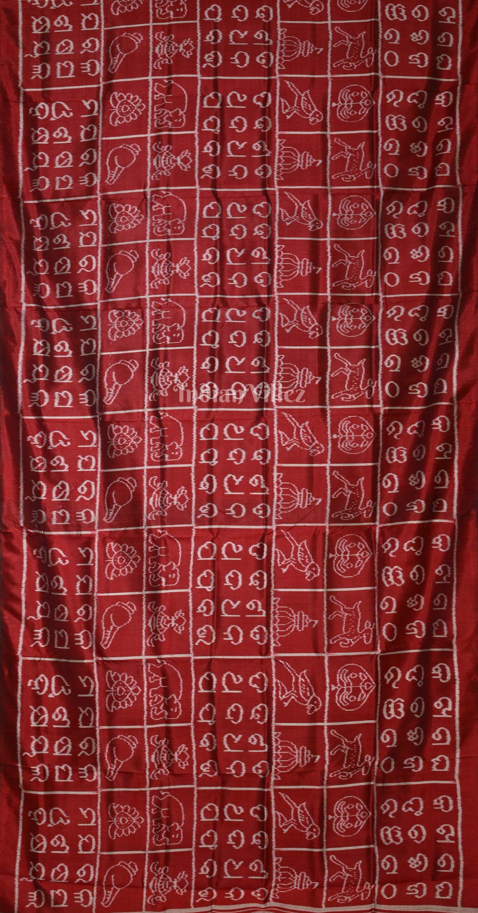 Maroon Odia Barnamala Odisha Ikat Contemporary Designer Silk Sare