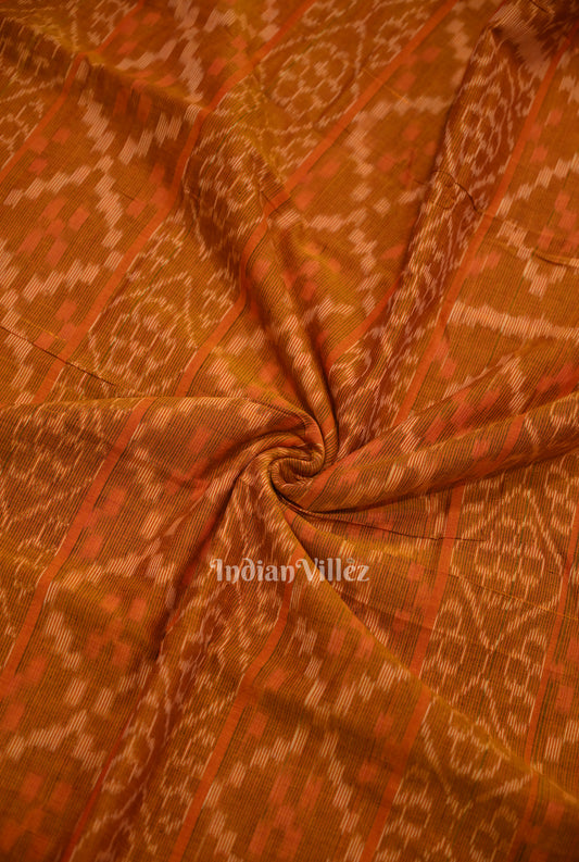 Orange Flower Pasapali Sambalpuri Odisha Ikat Cotton Fabric 
