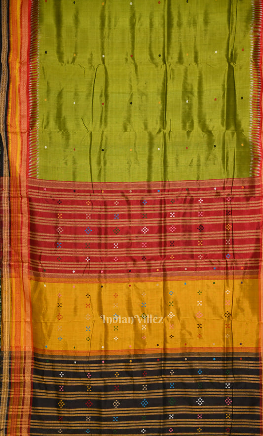 Mehendi Green Black Kathiphera Khandua Silk Saree