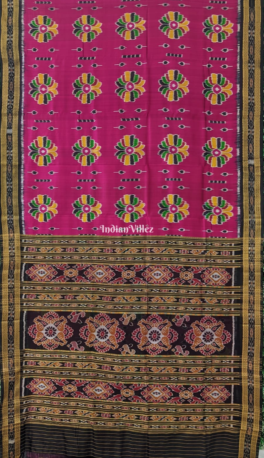 Magenta Baghambari Odisha Ikat Khandua Silk Saree