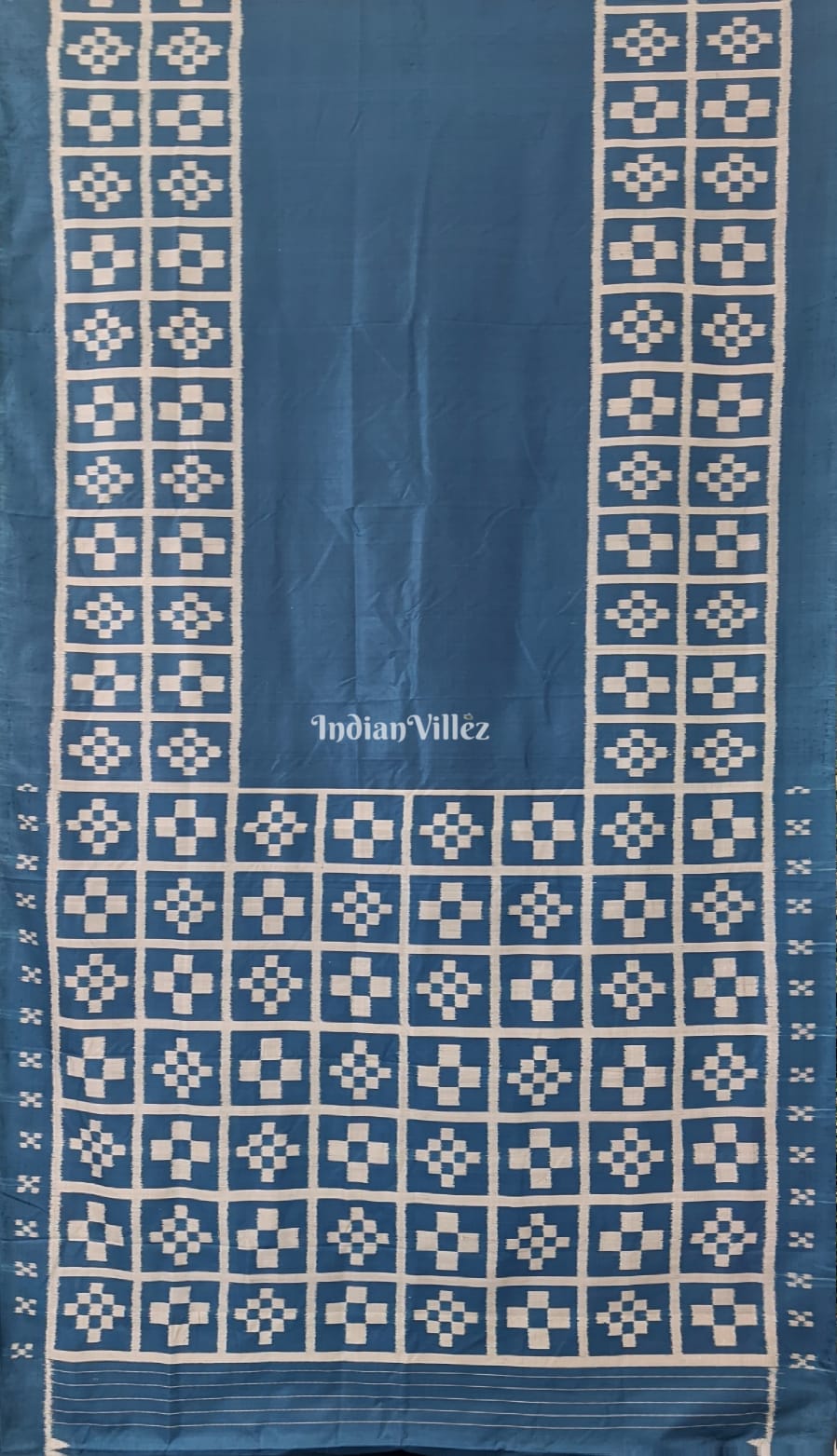 Sky Blue Pasapali Odisha Ikat Contemporary Silk Saree