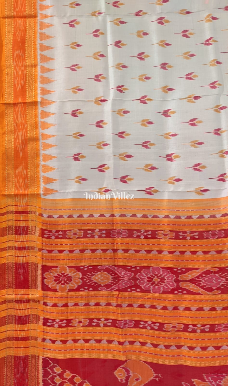 Off White Odisha Handloom Khandua Silk Saree