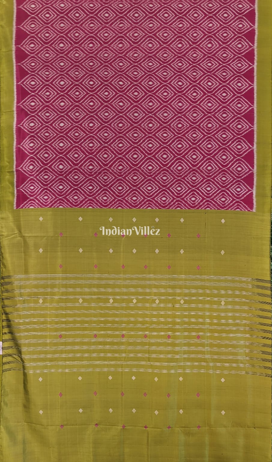 Pink Parrot Green Odisha Ikat Contemporary Silk Saree