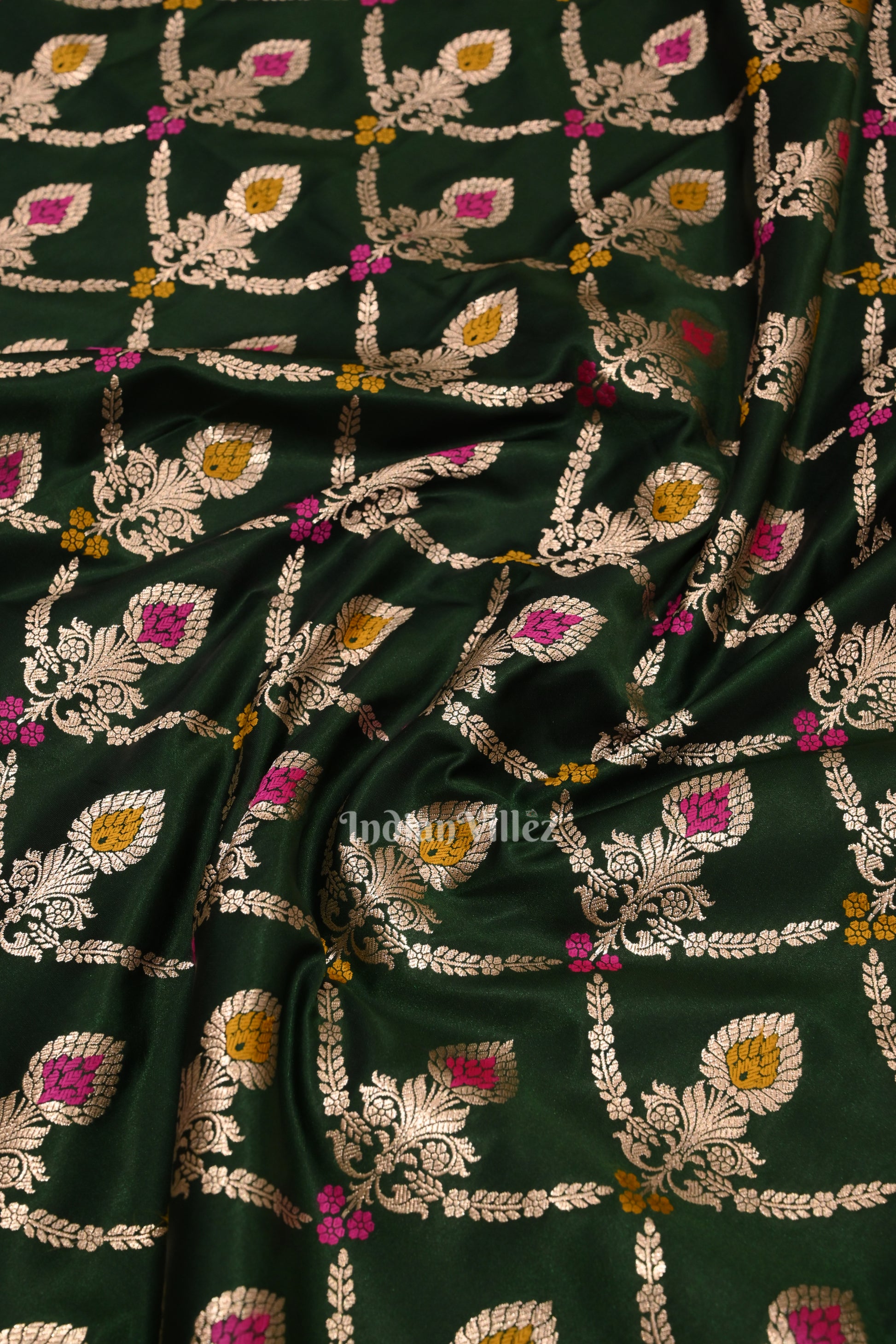 Green Meenakari Pure Mashru Satin Silk Banarasi Saree
