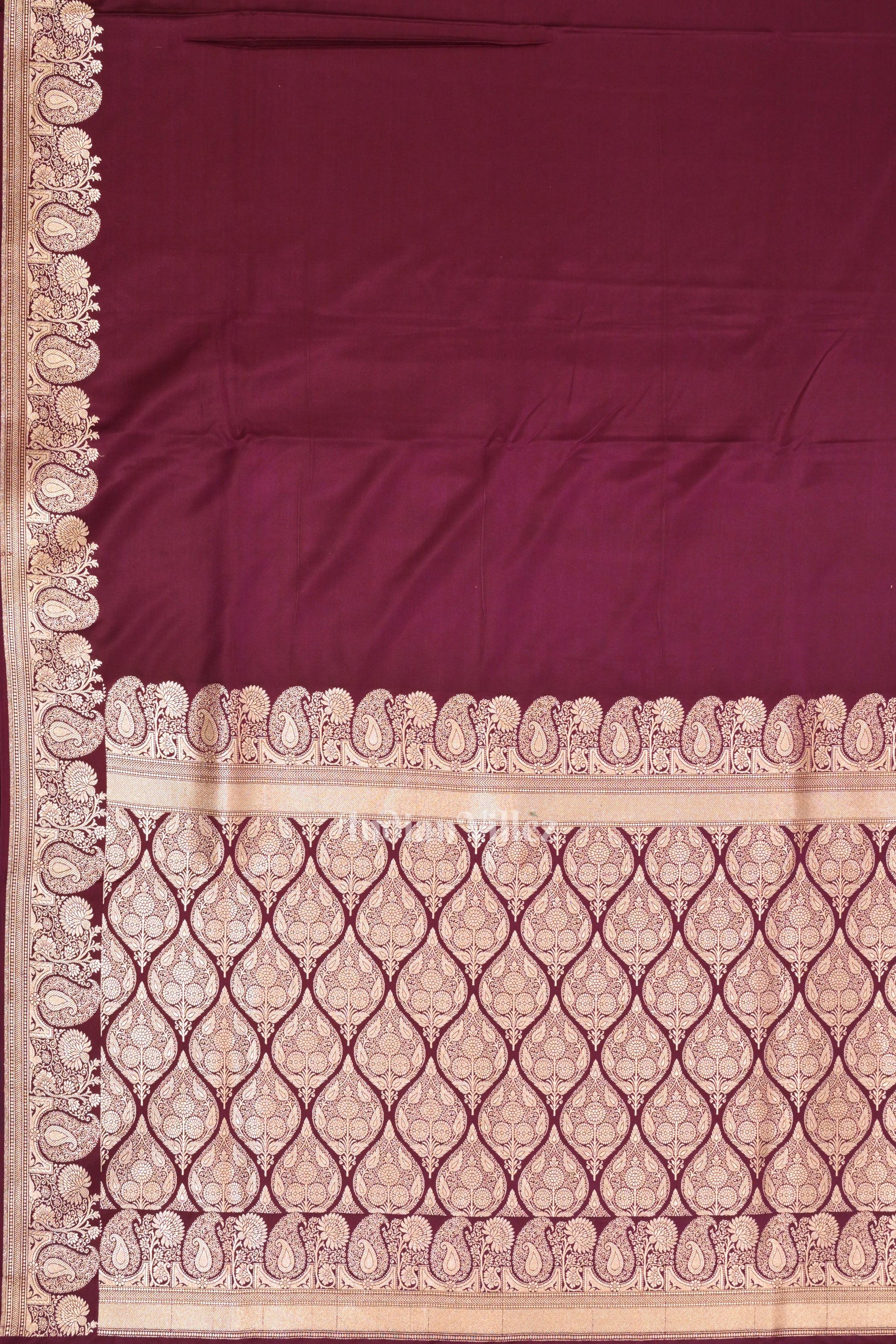 Wine Pure Soft Mashru Satin Silk Banarasi Saree