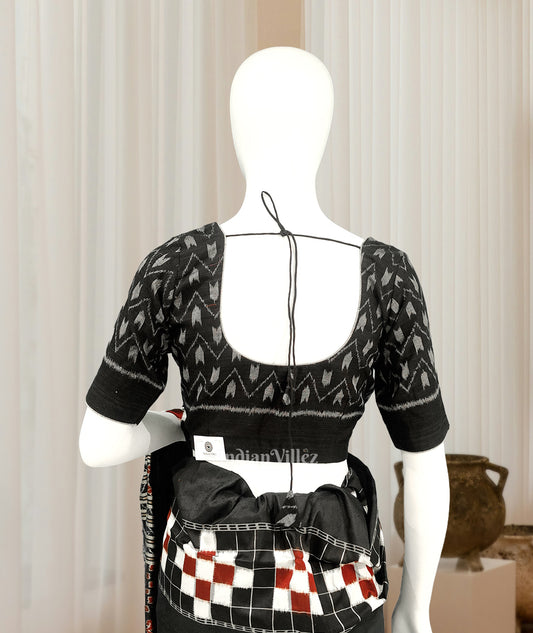 Black Odisha Ikat Sambalpuri Cotton Blouse 