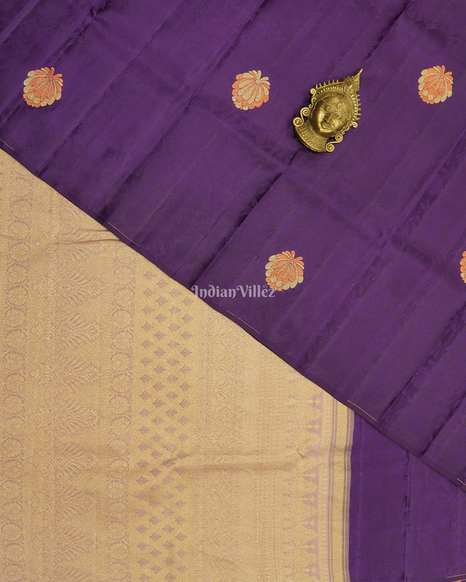 Purple Without Border Pure Kanjivaram Silk Saree