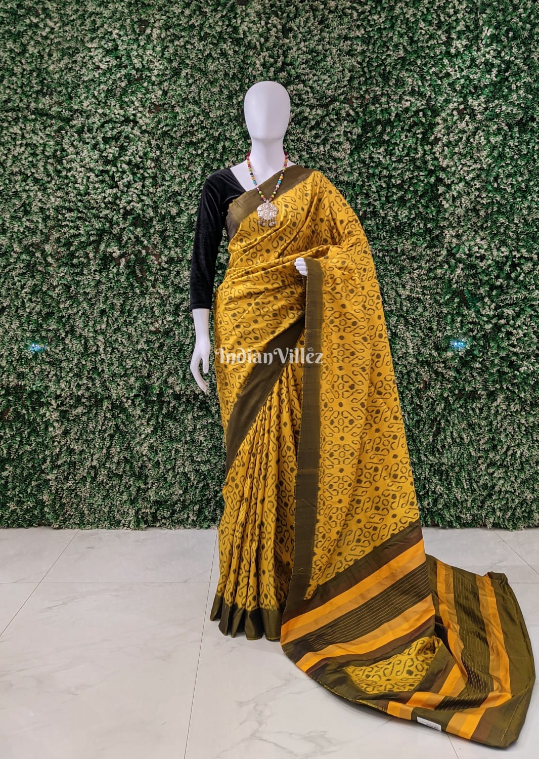Yellow Contemporary Odisha Ikat Silk Saree