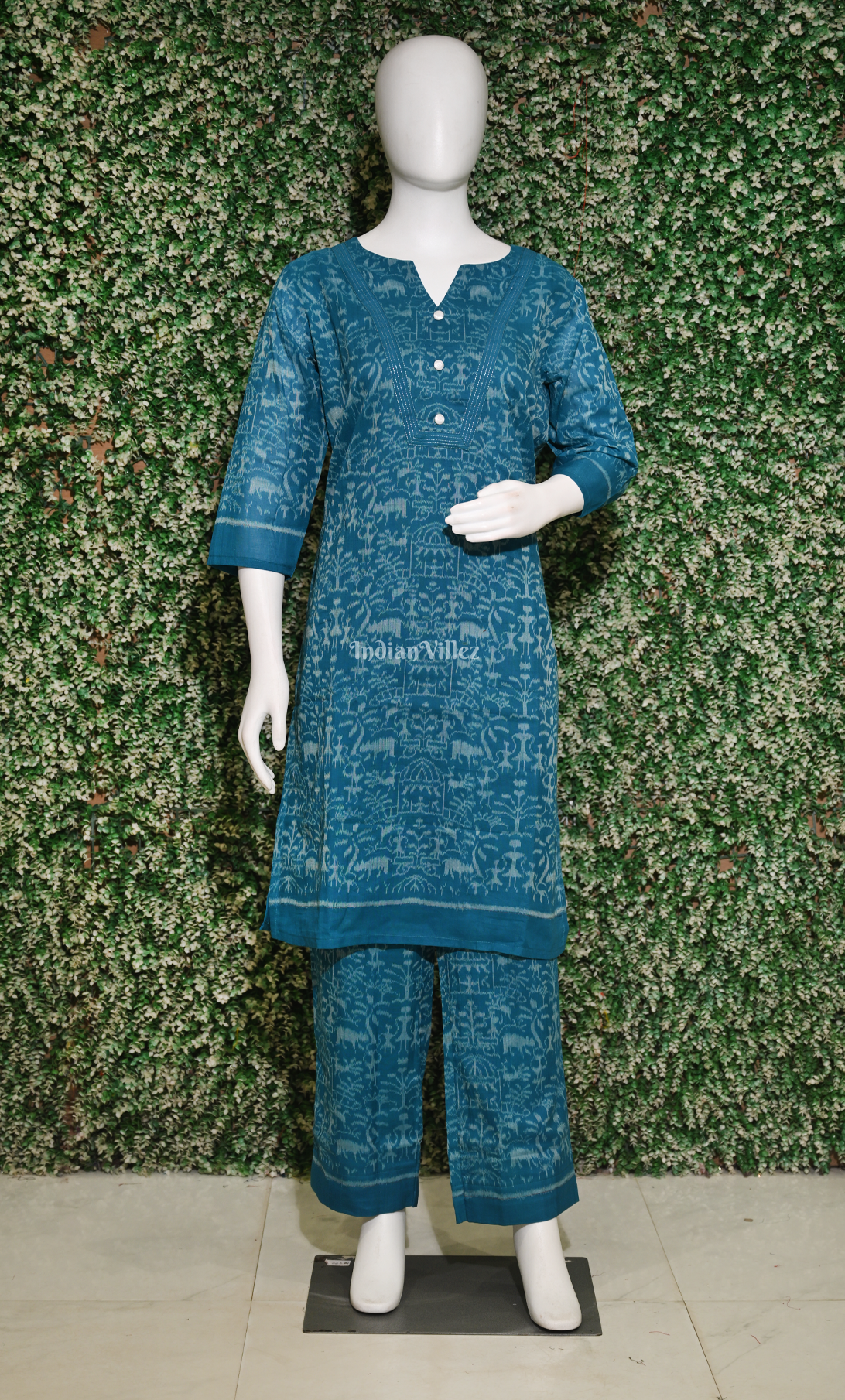  Blue Tribal Odisha Ikat Designer Cotton Kurti Set with Pallazo (Co-Ords Set) 