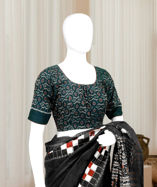 Cyan Blue Odisha Ikat Sambalpuri Cotton Blouse