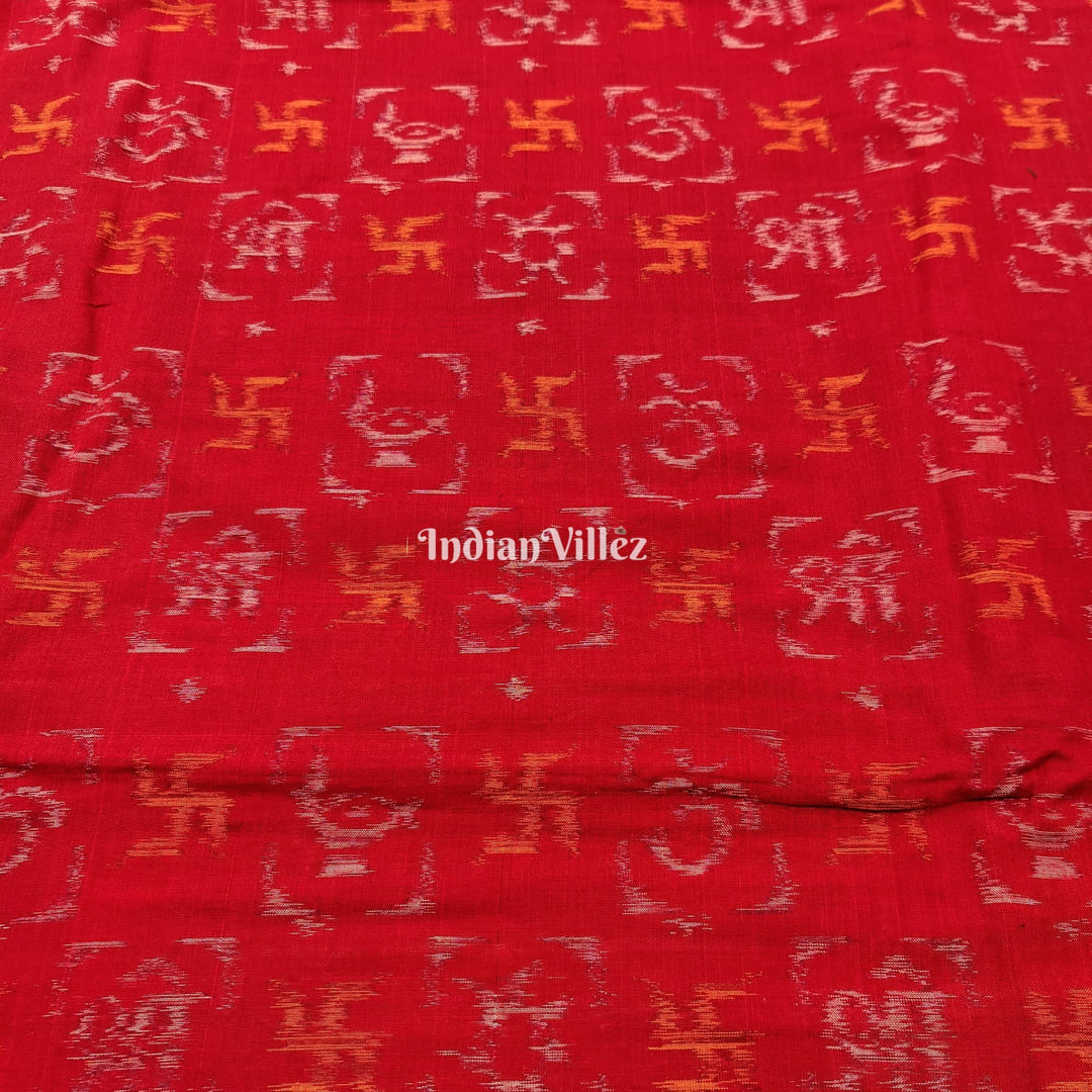 Red - Handloom Cotton Sambalpuri Ikat Fabric 06