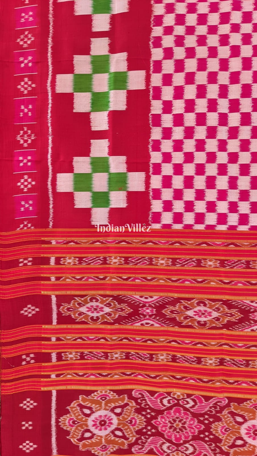 Red Pasapali Contemporary Khandua Silk Saree