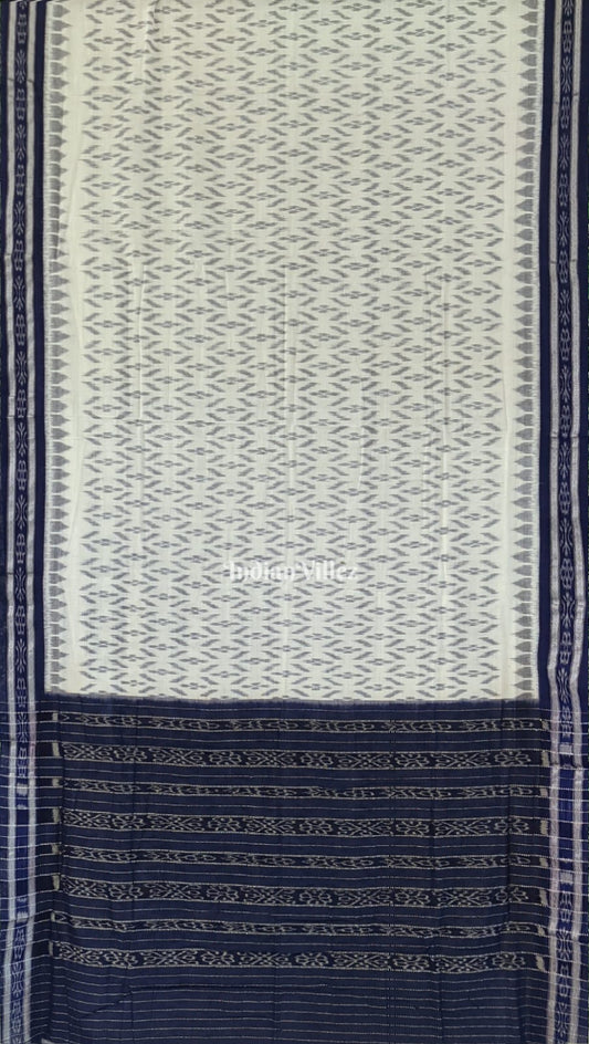 White Maniabandha Odisha Ikat Cotton Saree