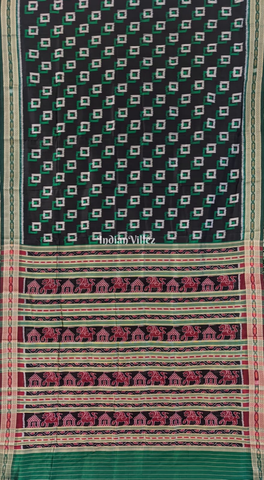 Black Odisha Handloom Khandua Silk Saree