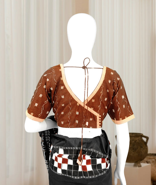 Maroon Tipa Design  Odisha Ikat Sambalpuri Cotton Blouse