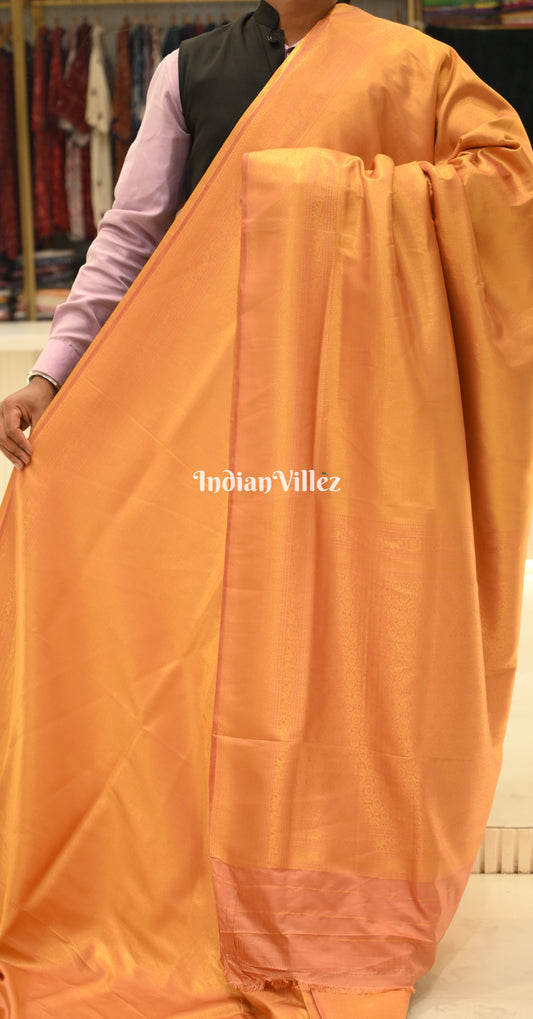 Mustard Yellow Gold Kanjivaram Silk Saree with Brocade Pallu