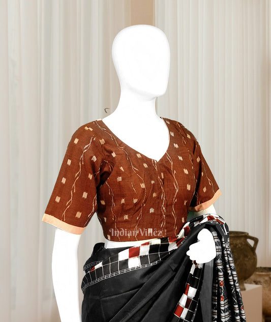 Maroon Tipa Design  Odisha Ikat Sambalpuri Cotton Blouse