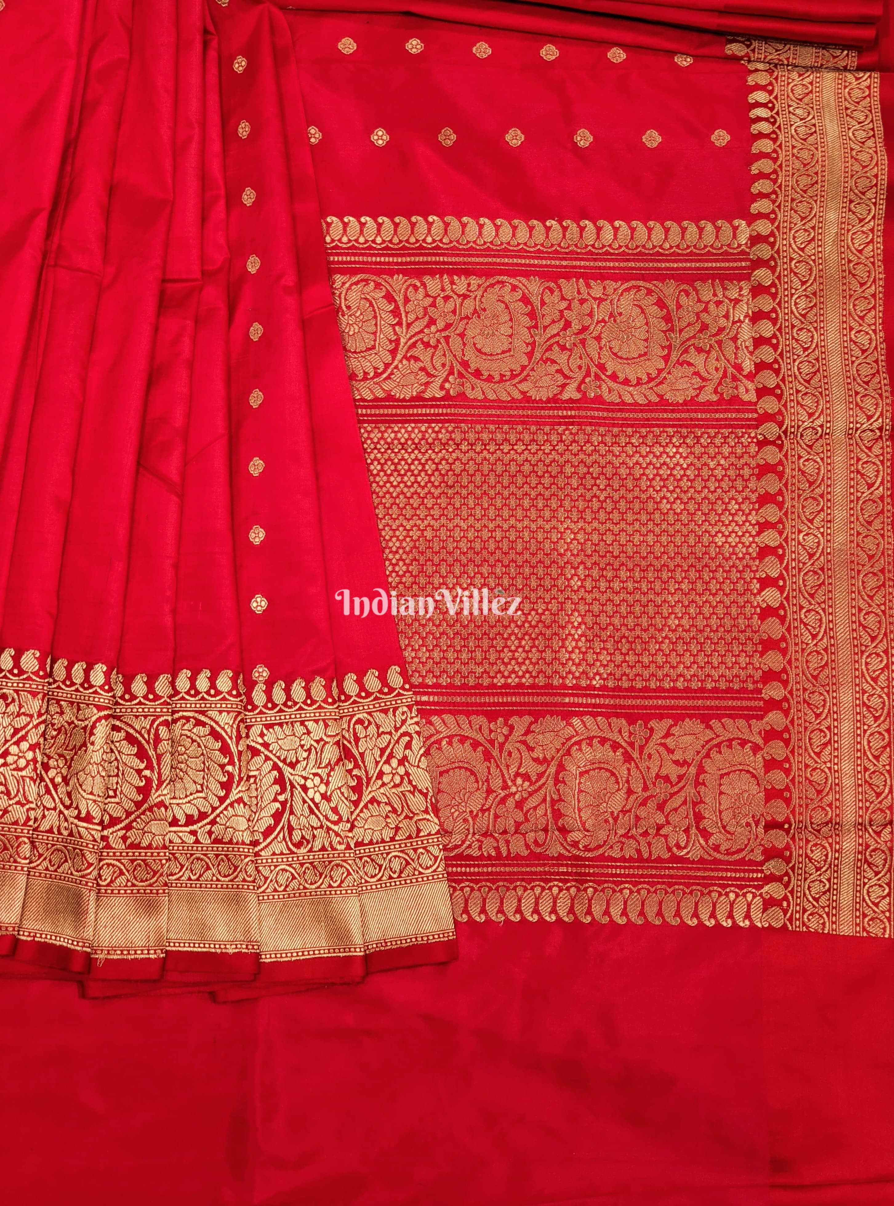 Red Banarasi Pure Katan Silk Saree