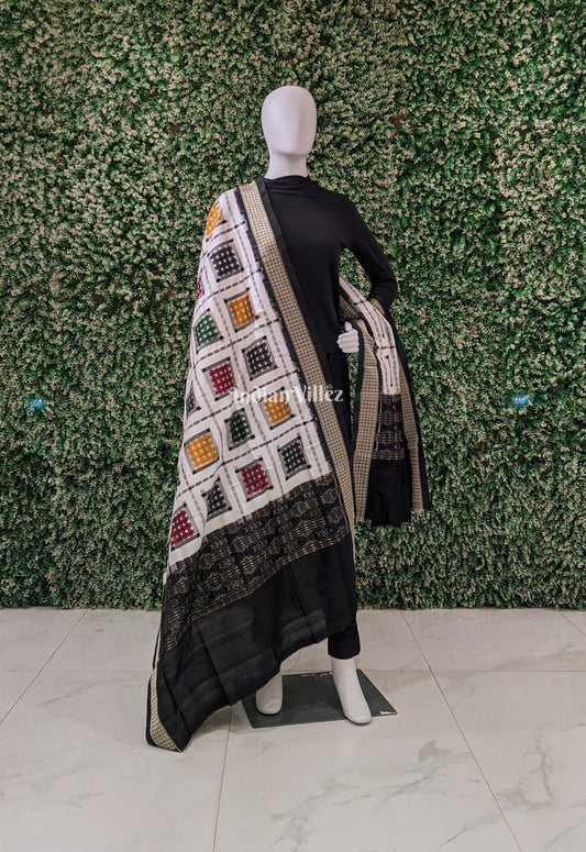 Multicolor Ashwin Theme Pure Sambalpuri Silk Dupatta