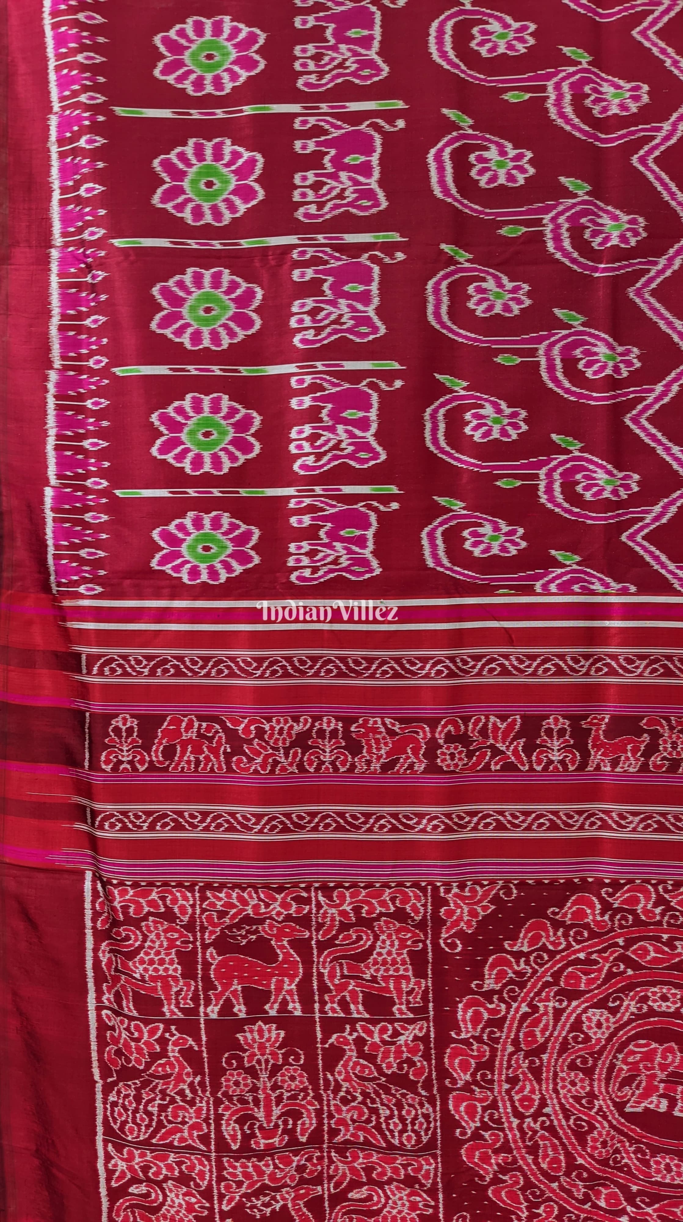 Maroon Odisha Ikat Designer Contemporary Silk Saree