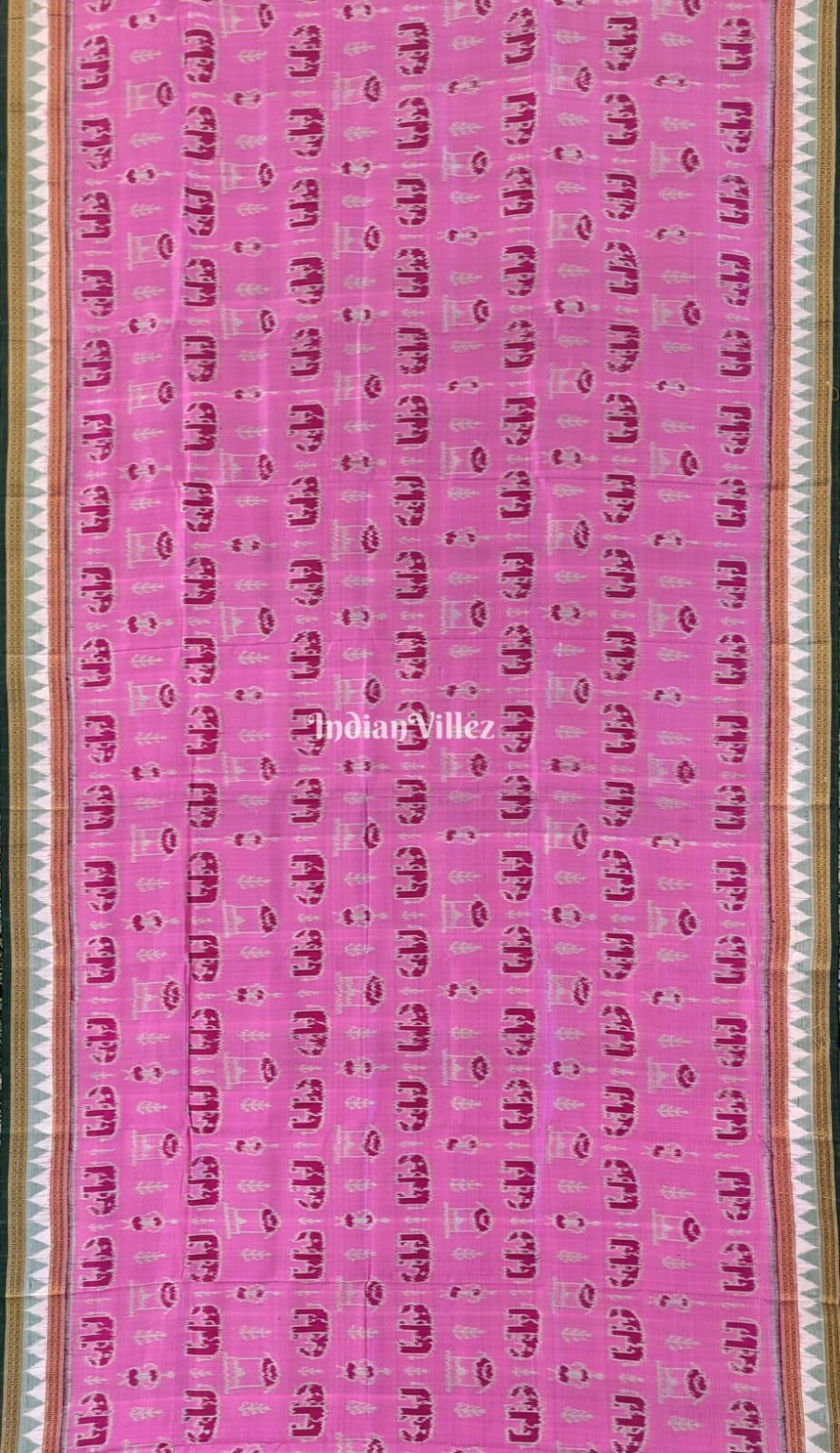 Pink Tribal & Elephant Theme Odisha Ikat Khandua Silk Saree