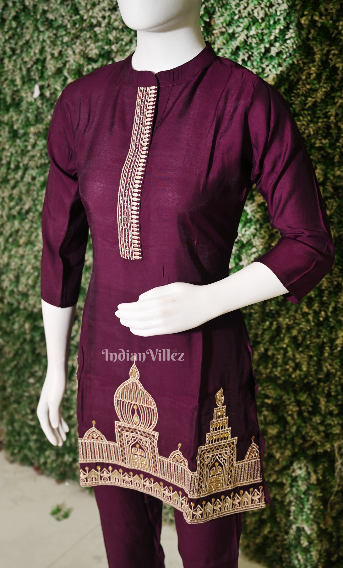 Designer Purple Embroidery Kurta & Pant Set-(Co-Ords Set) 