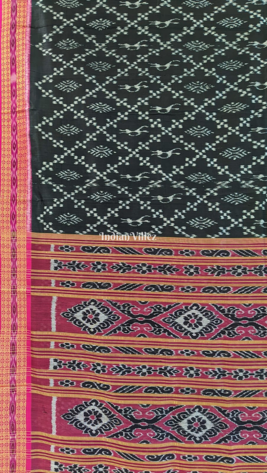 Black Tribal Body Odisha Handloom Khandua Silk Saree