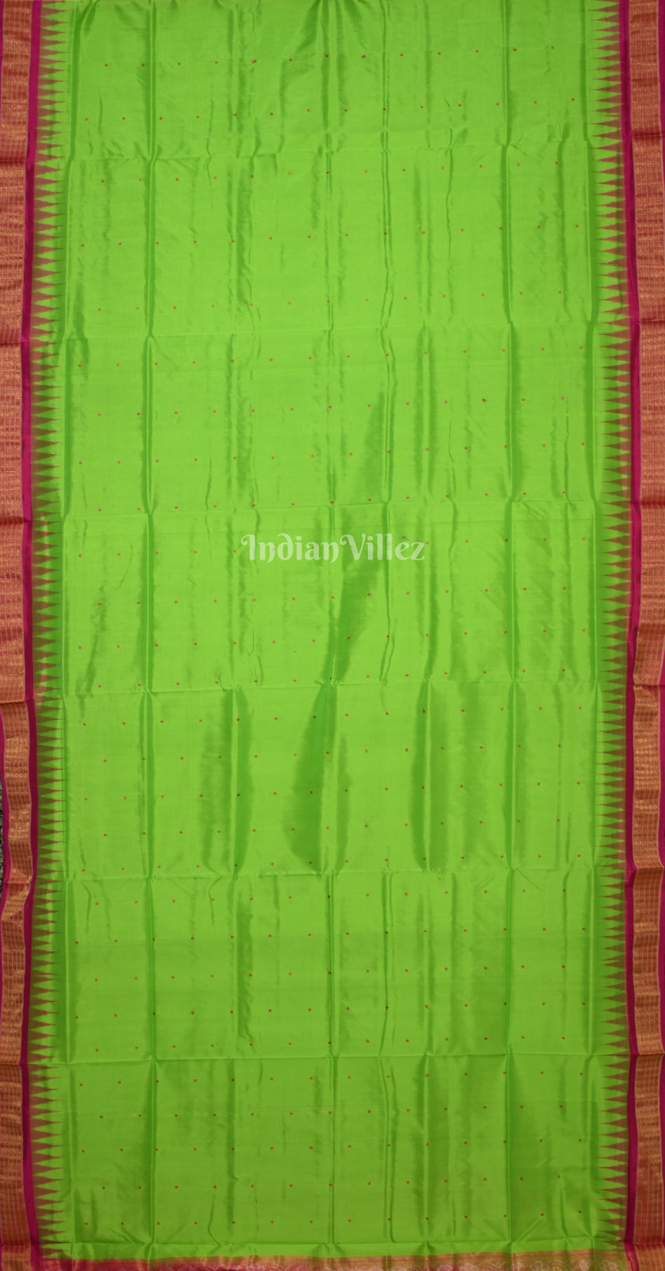 Green Pink Buti Design Odisha Ikat Bomkai Half Tissue Silk Saree