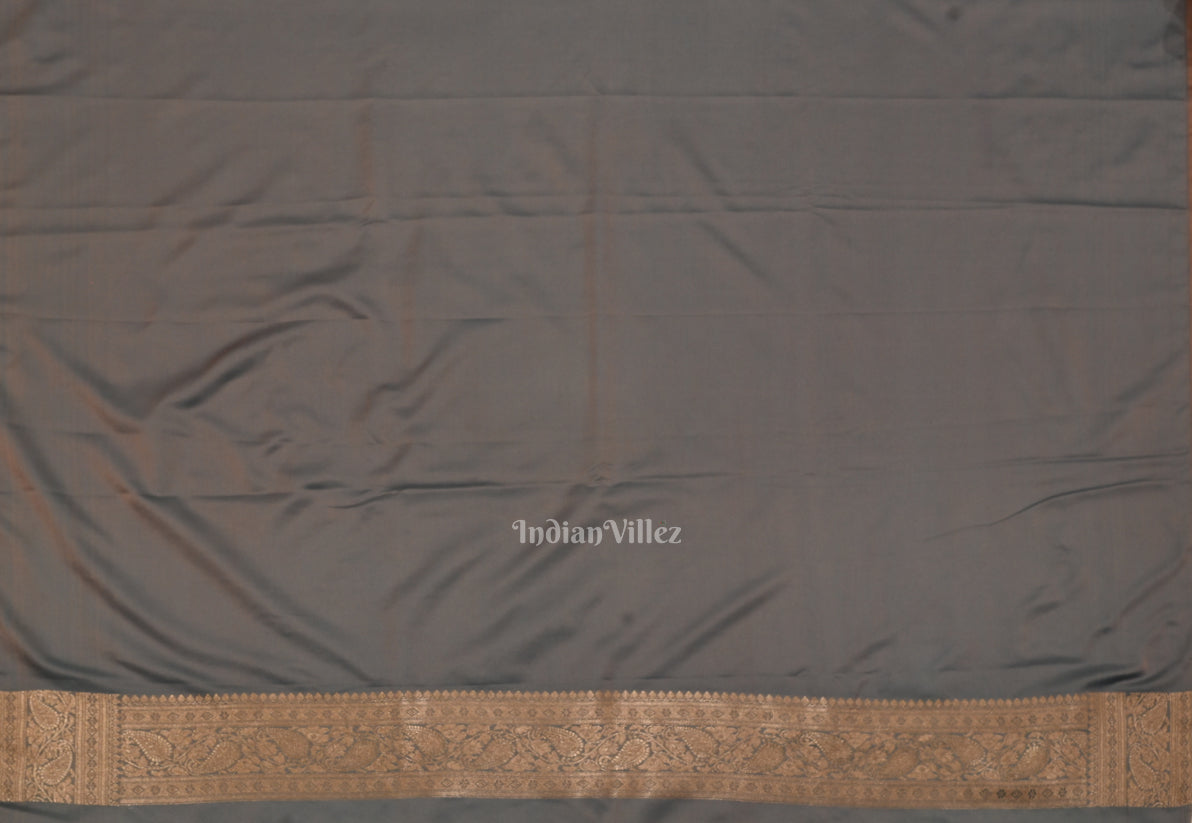 Light Blue Peach Dual Tone Meenakari Pure Mashru Satin Silk Banarasi Saree