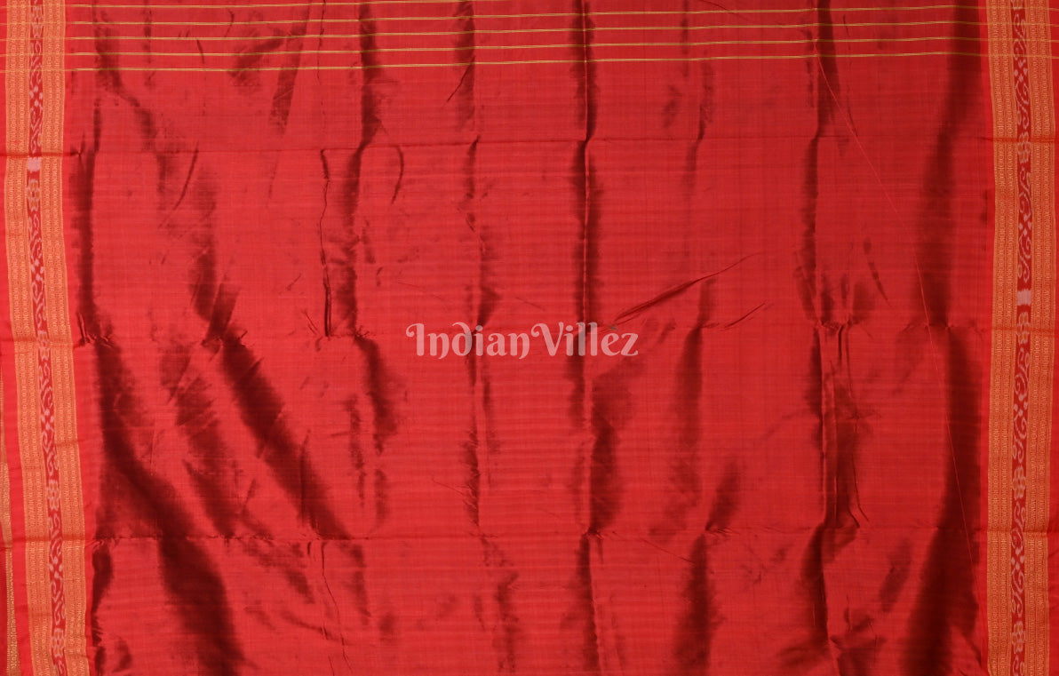Green Red Kumbha Buti Design Odisha Ikat Khandua Silk Saree