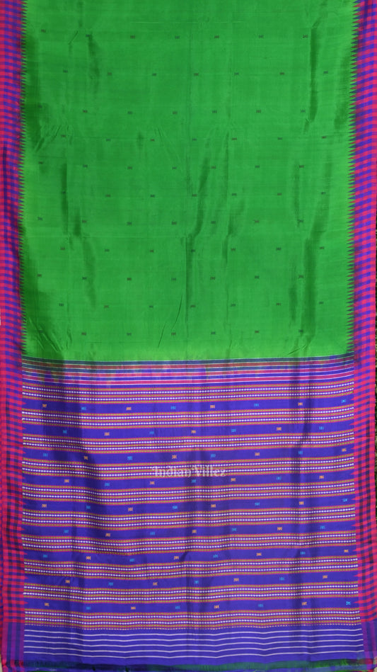 Green Single Palla Odisha Handloom Berhampuri Silk Saree