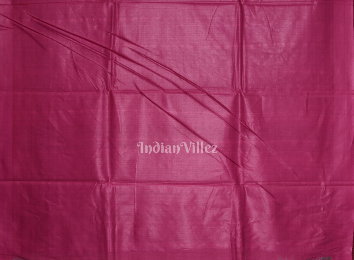Black Tussar Silk Saree with Rani Pink Border & Anchal
