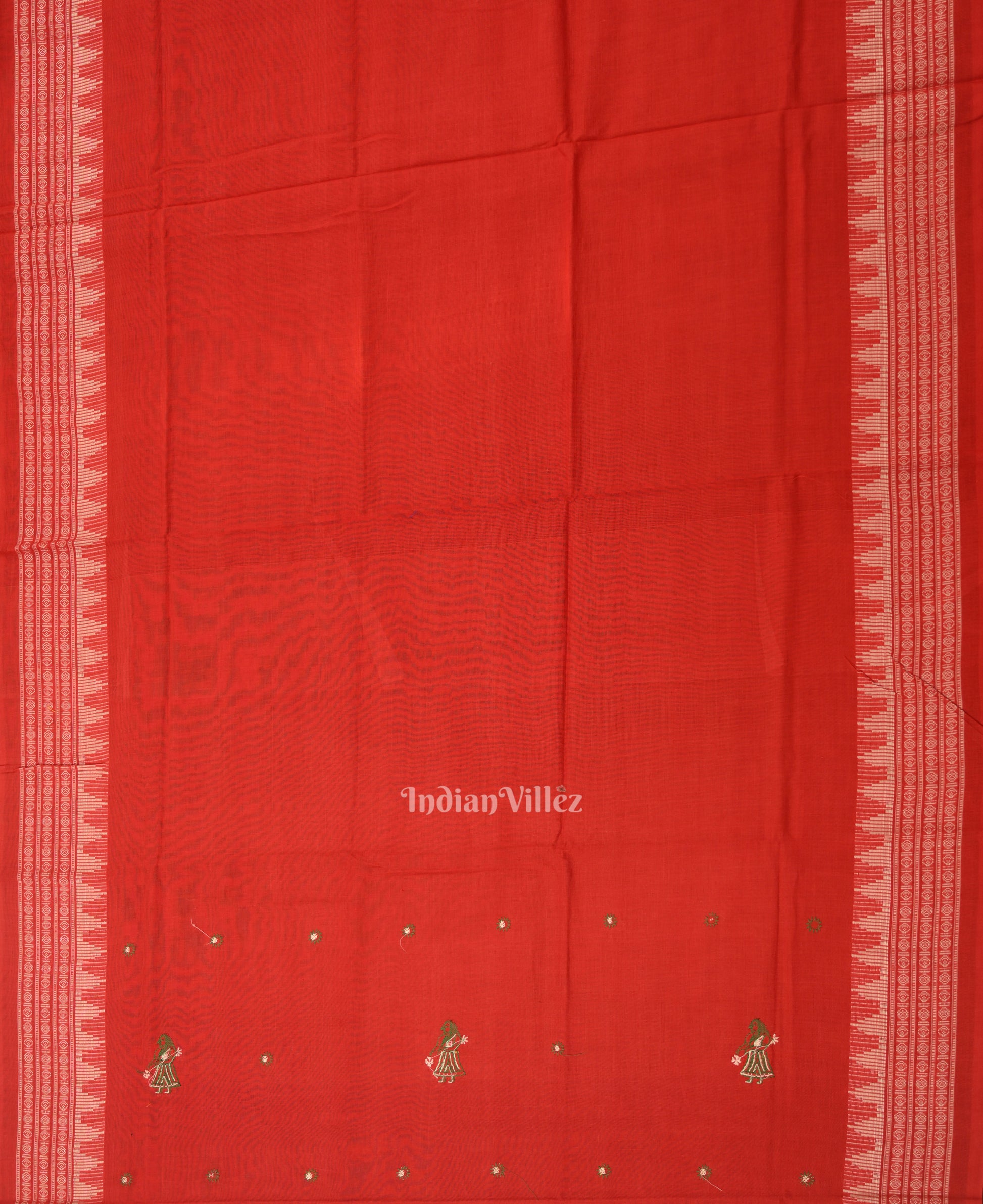 Green with Red Doll Odisha Ikat  Sambalpuri Dress Material & Dupatta