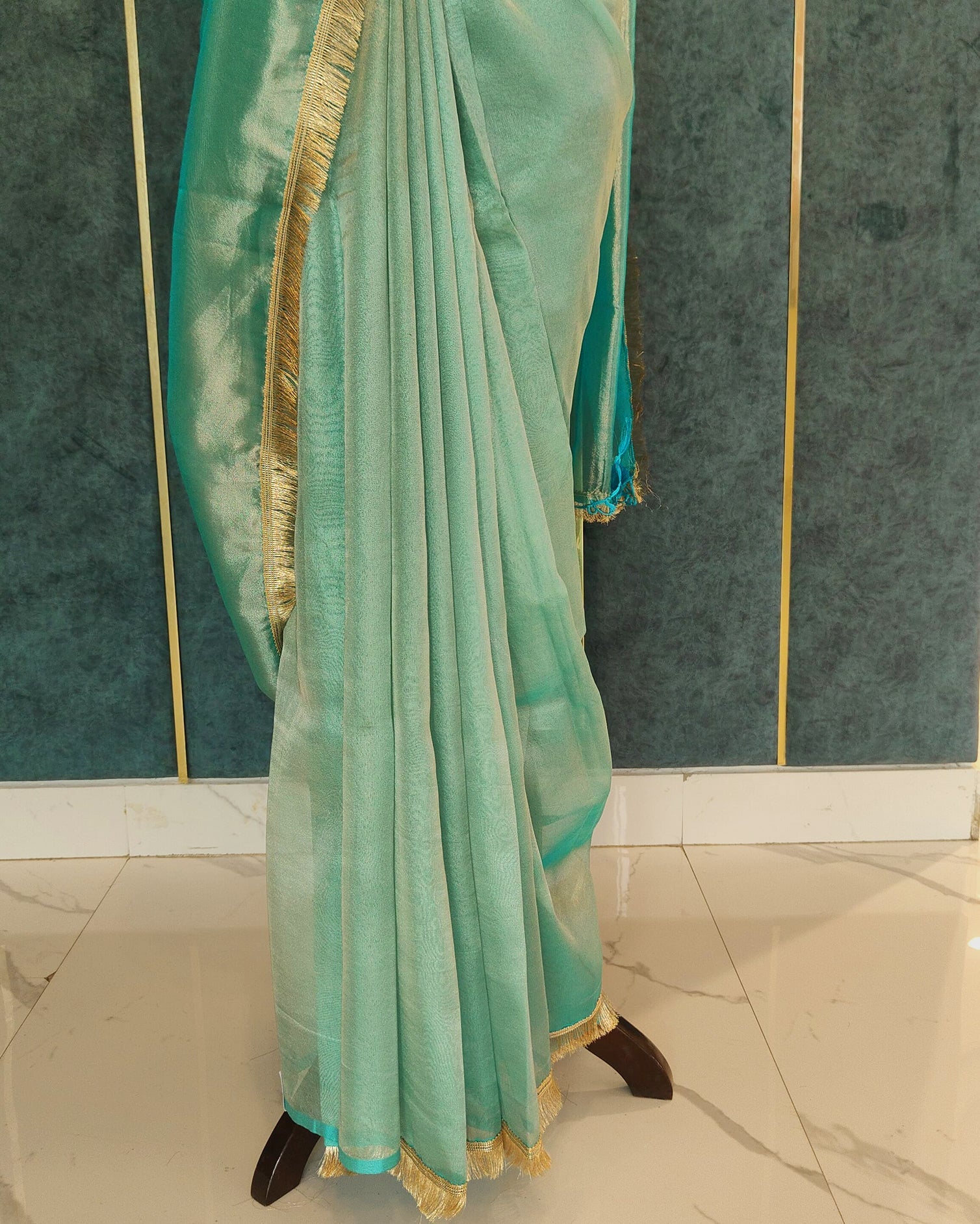 Sky Blue Banarasi Tissue Saree