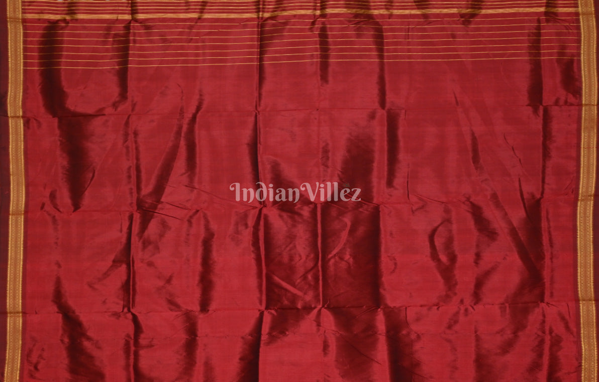 Black Maroon Body Lines Odisha Ikat Khandua Silk Saree 