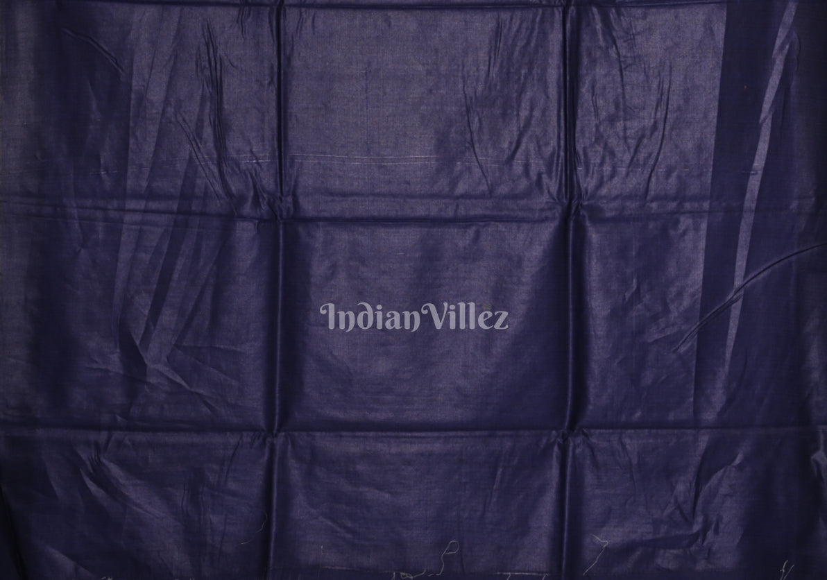
Beige Tussar Silk Saree with Blue Border & Anchal 

