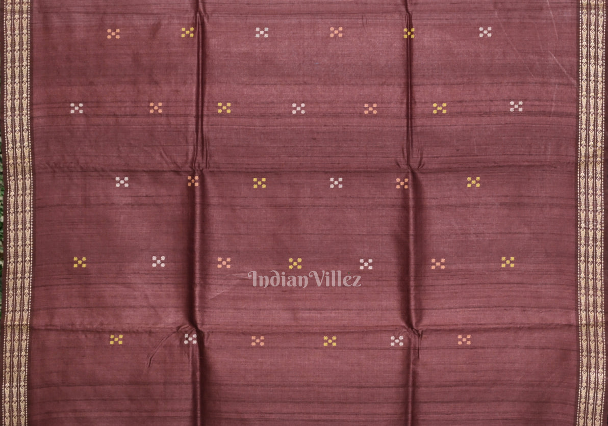 Blue Tussar Silk Saree with Coffee Dolabedi Anchal