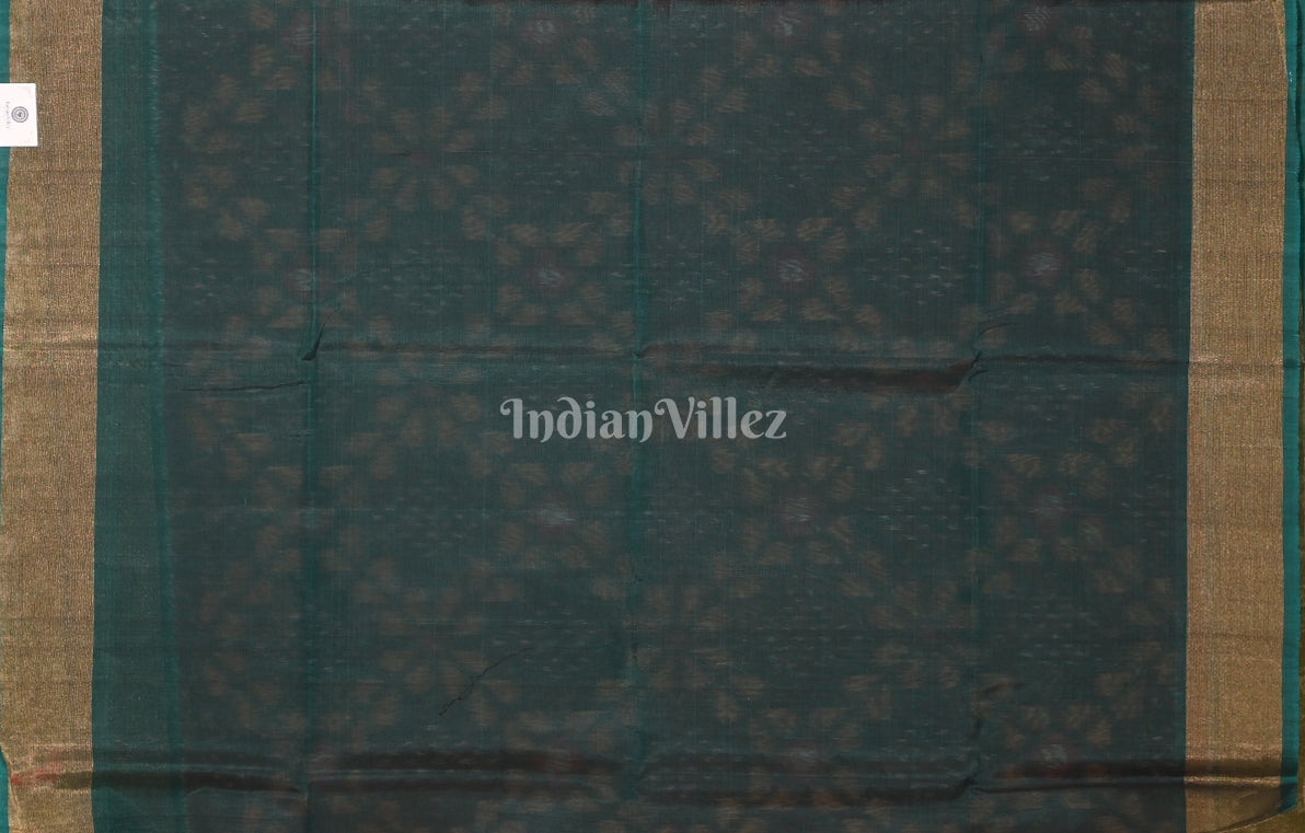 Maroon Green Pochampally Ikat (Sico) Saree